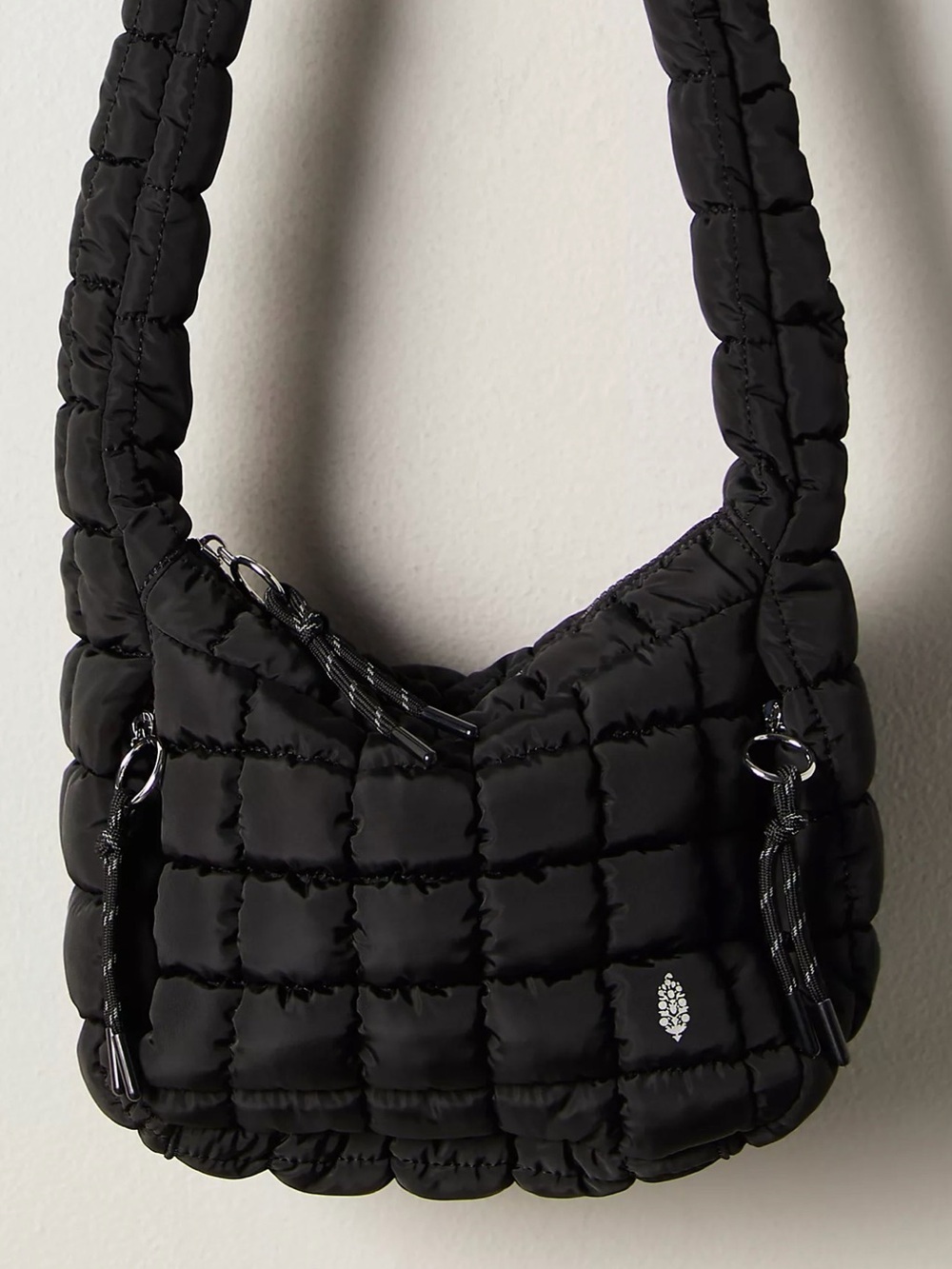 Free People Quilted Padded Shoulder Bag in Black